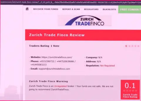 Детальный обзор Zurich Trade Finco, отзывы реальных клиентов и факты махинаций