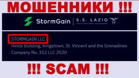 Сведения о юридическом лице StormGain - им является контора STORMGAIN LLC