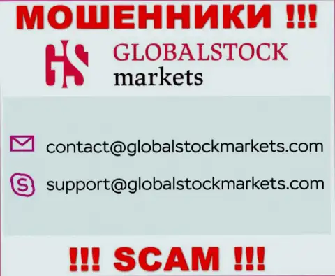 Установить контакт с мошенниками Global Stock Markets возможно по представленному электронному адресу (инфа взята с их веб-сервиса)