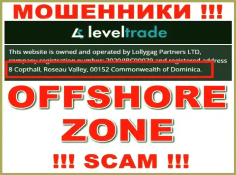 Не стоит сотрудничать, с такого рода интернет мошенниками, как организация Level Trade, потому что засели они в оффшорной зоне - 8 Copthall, Roseau Valley, 00152, Commonwealth of Dominika