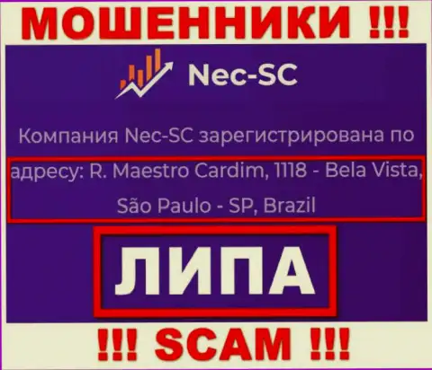 Где конкретно расположена контора NEC-SC Com неизвестно, инфа на интернет-портале развод