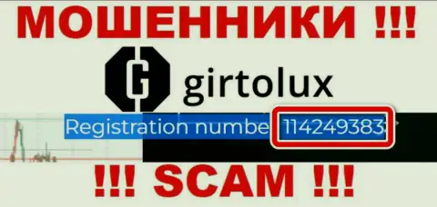 Гиртолюкс кидалы сети internet ! Их регистрационный номер: 114249383