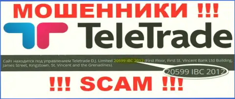 Рег. номер мошенников TeleTrade (20599 IBC 2012) не доказывает их добропорядочность