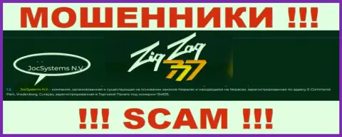 ДжосСистемс Н.В - это юридическое лицо internet-обманщиков ZigZag 777