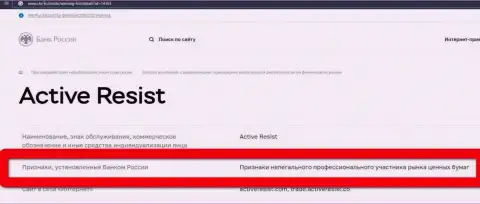 Разводилы ActiveResist внесены Центробанком России в черный список - не связывайтесь с ними