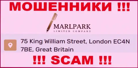 Юридический адрес регистрации MarlparkLtd Com, приведенный у них на веб-ресурсе - фейковый, будьте осторожны !!!