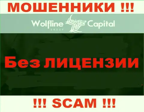 Невозможно найти сведения о лицензии воров WolflineCapital Com - ее просто не существует !!!