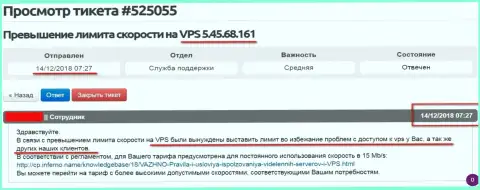 Хостер-провайдер сообщил, что VPS сервера, где хостился веб-сервис FreedomFinance.Pro ограничен в скорости