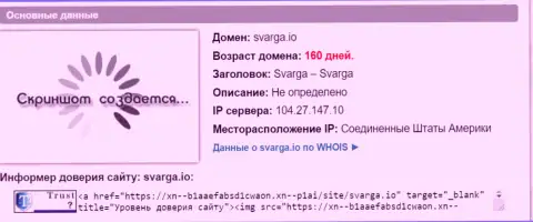 Возраст доменного имени Форекс брокерской конторы Сварга, исходя из справочной инфы, полученной на веб-ресурсе doverievseti rf